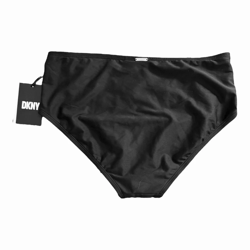 Dkny Seamed High-Waist Bikini Swim Bottom - Black NWT